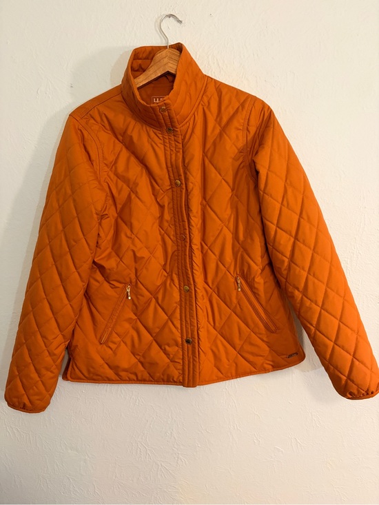 L.L. Bean Jackets & Blazers - L.L.Bean Womens Quilted Jacket Orange Quilt Snap Front Lightweight Size Small